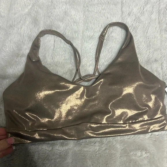 NWT Athleta Gold Metallic Solace Sports Bra- Size Medium - Picture 4 of 9